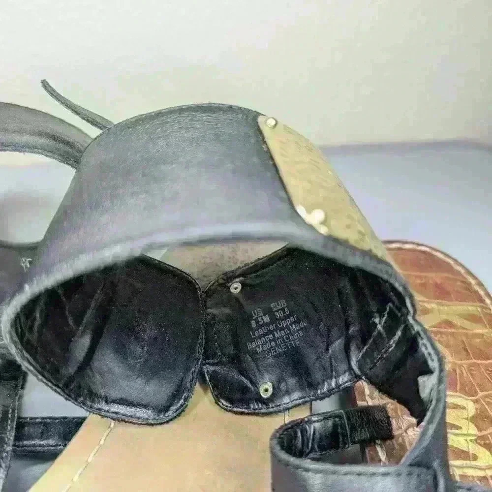 SAM EDELMAN Genette Gladiator Sandal Shoes Size 8.5 black/gold/brown - Picture 4 of 11